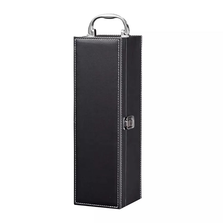 Cutie Pentru Sticla Vin si Accesorii, Piele Ecologica Neagra