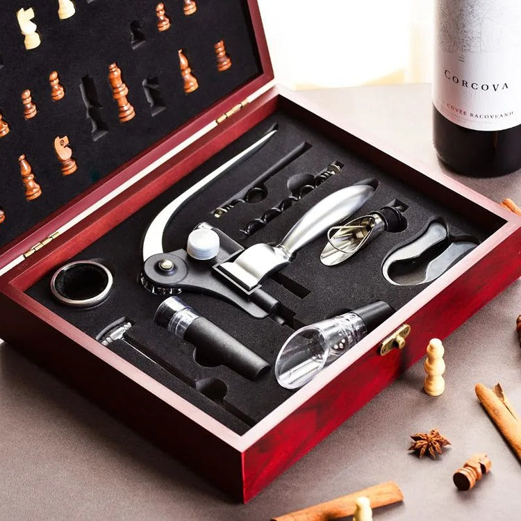 Cutie Sah cu Accesorii Sticla Vin Deluxe - Varivo