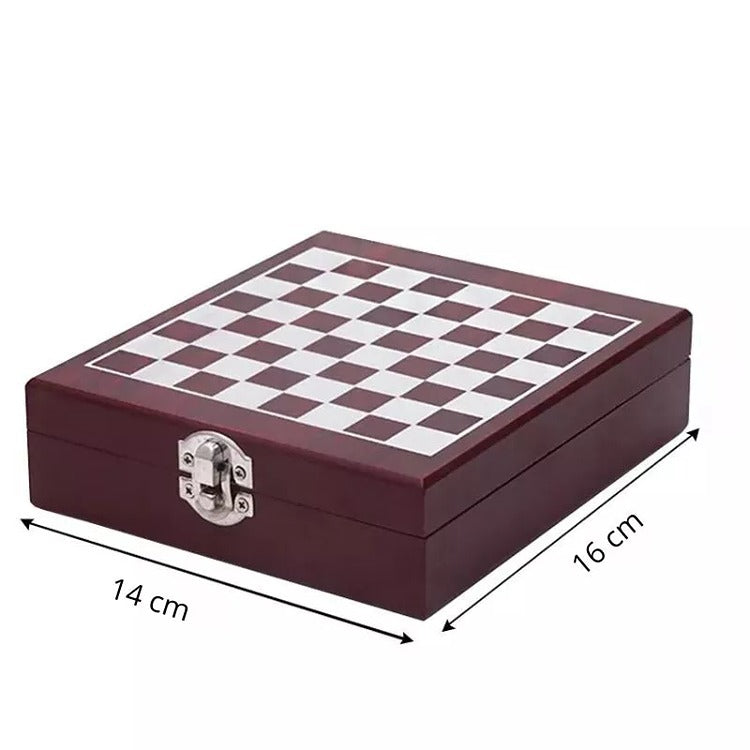 Cutie Sah cu Accesorii Sticla de Vin Checkmate - Varivo