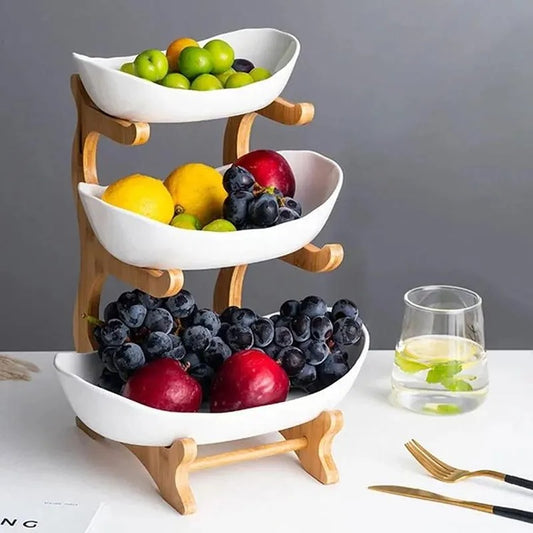 Fructiera Etajata cu Suport de Lemn