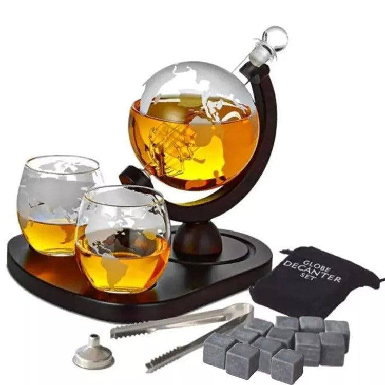 Set Cadou Decantor Glob Pamantesc Deluxe, 2 Pahare
