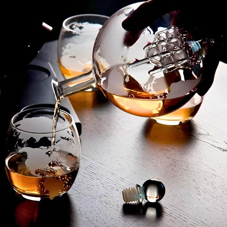 Set Cadou Decantor Glob Pamantesc Deluxe, 4 Pahare - Varivo