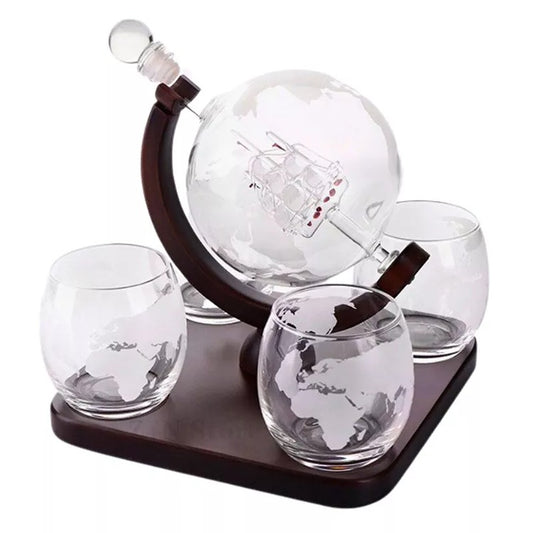 Set Cadou Decantor Glob Pamantesc Deluxe, 4 Pahare - Varivo
