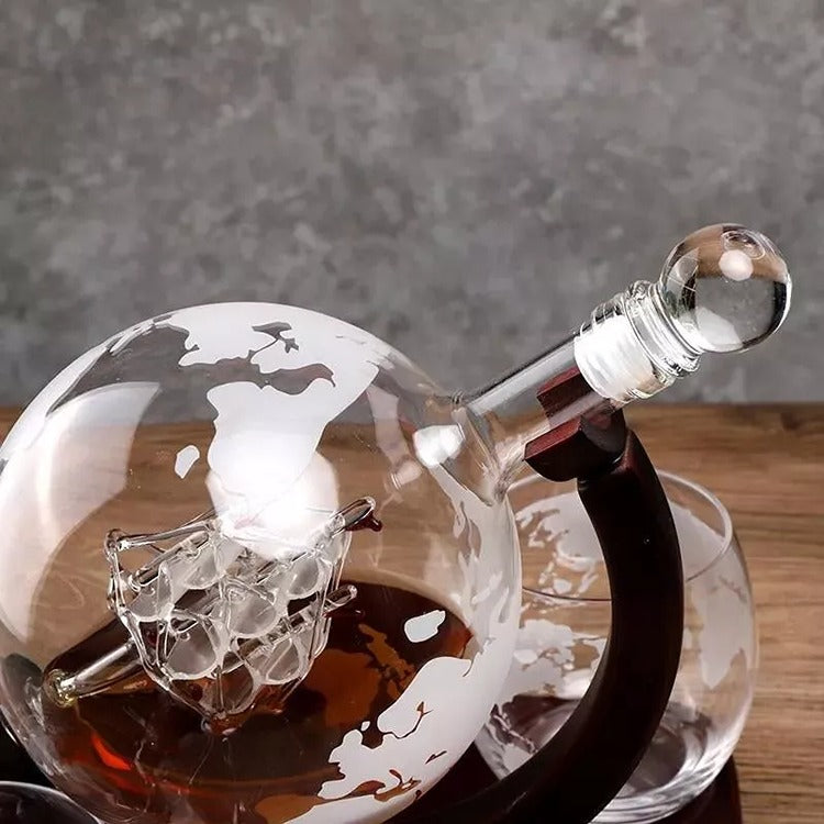 Set Cadou Decantor Glob Pamantesc Deluxe, 4 Pahare - Varivo