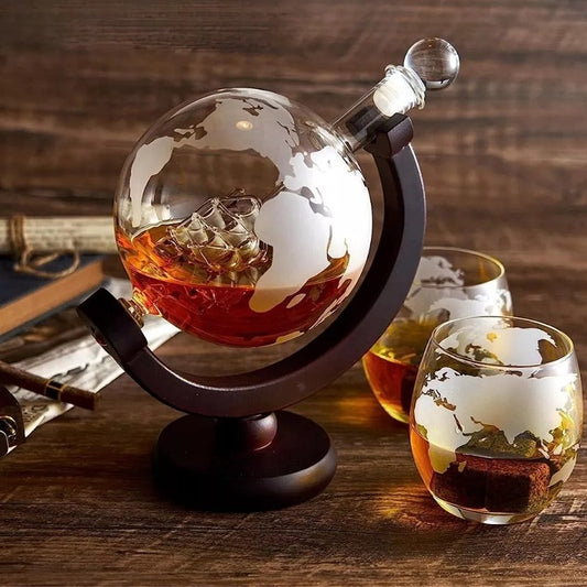 Set Cadou Decantor Glob Pamantesc Deluxe, 2 Pahare
