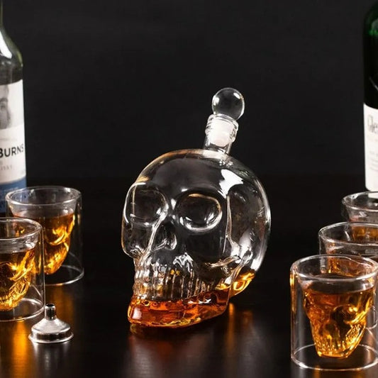 Set Cadou Decantor Sticla Craniu, 1 litru, 6 Pahare