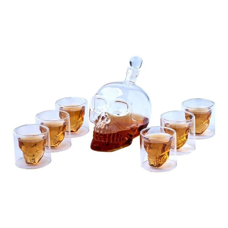 Set Cadou Decantor Sticla Craniu, 1 litru, 6 Pahare