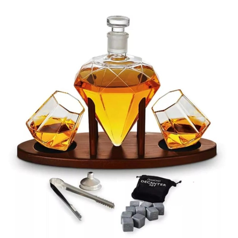Set Cadou Decantor Sticla Diamant, 2 Pahare - Varivo