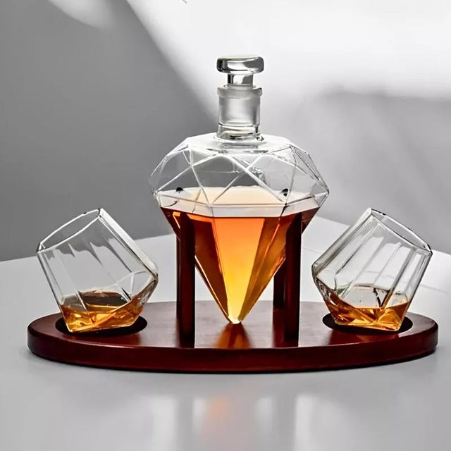 Set Cadou Decantor Sticla Diamant, 2 Pahare - Varivo