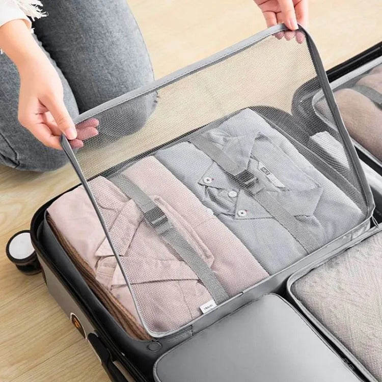 Set Huse Organizare Bagaj, Gri, 7 bucati