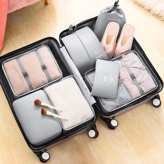 Set Huse Organizare Bagaj, Gri, 7 bucati