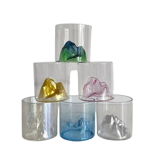 Set Pahare Sticla Forma Munte, 6 bucati - Varivo
