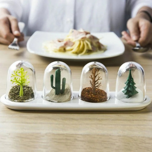 Set Recipiente Condimente Natural Landscape, 4 bucati