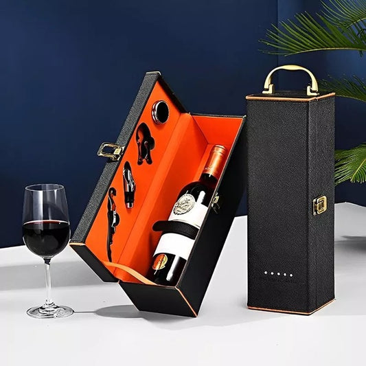 Cutie Cadou Sticla Vin cu Accesorii Deluxe