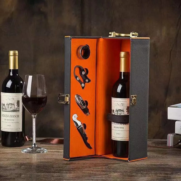 Cutie Cadou Sticla Vin cu Accesorii Deluxe