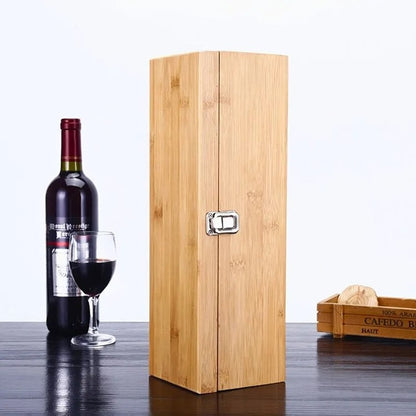 Cutie Sticla Vin din Lemn cu Accesorii