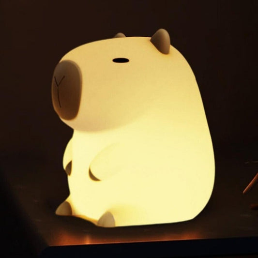 Lampa de Noapte Capybara din Silicon, Reincarcabila USB, Multicolora, 14x8cm
