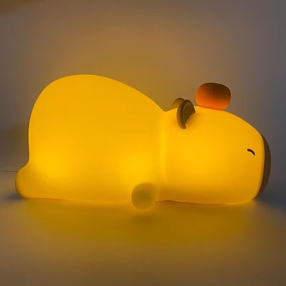 Lampa de Noapte Capybara din Silicon, Reincarcabila USB, Multicolora, 15x7cm