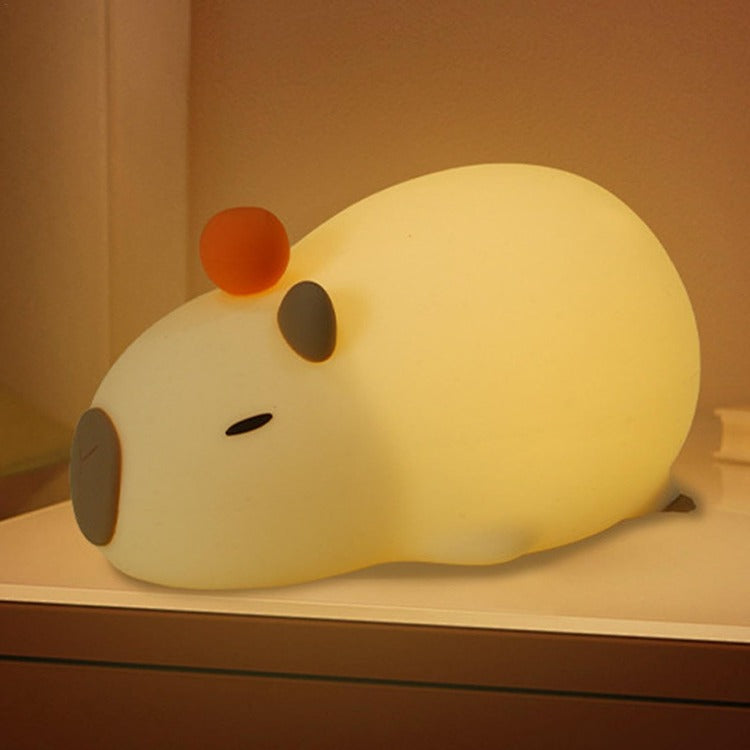 Lampa de Noapte Capybara din Silicon, Reincarcabila USB, Multicolora, 15x7cm