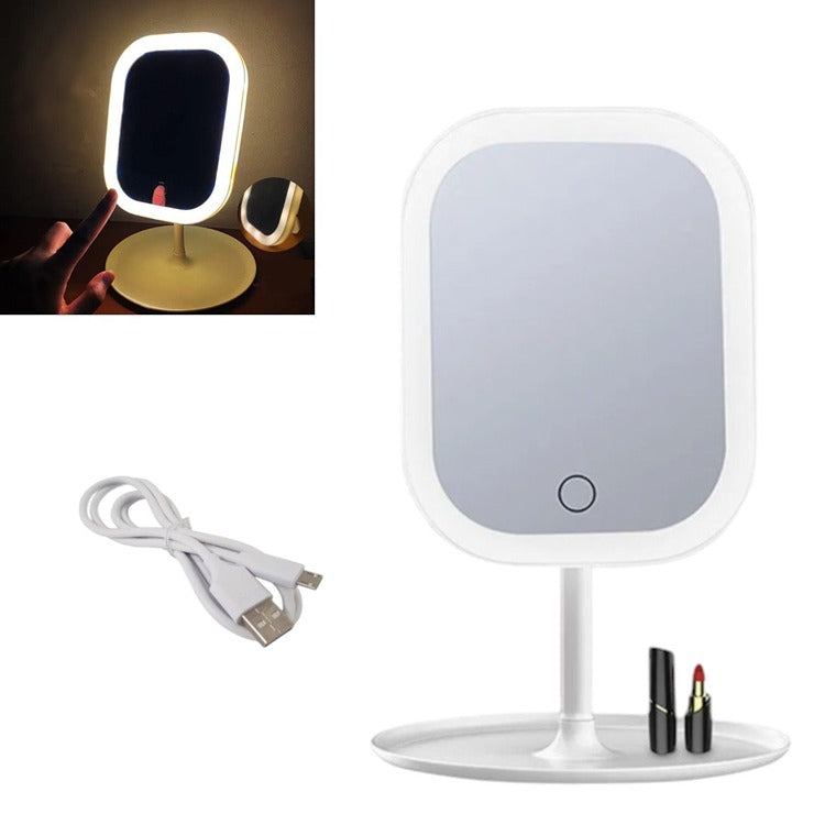 Oglinda de Machiaj cu LED, Incarcare USB, 18 x 14cm