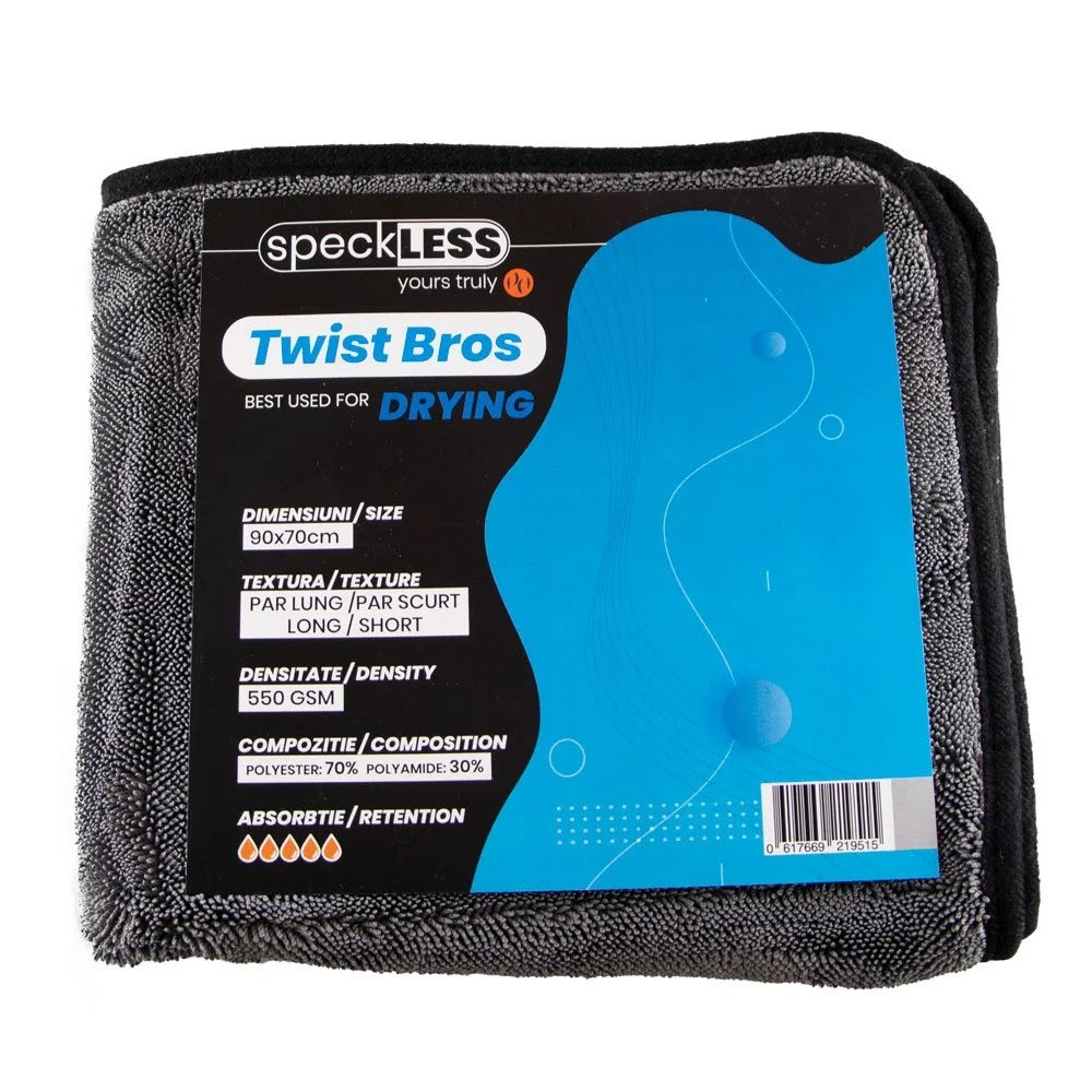 Prosop Uscare Auto speckLESS Twist Bros, Grey, 90x70cm