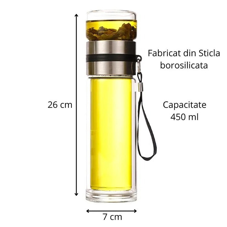 Recipient Infuzor Ceai din Sticla