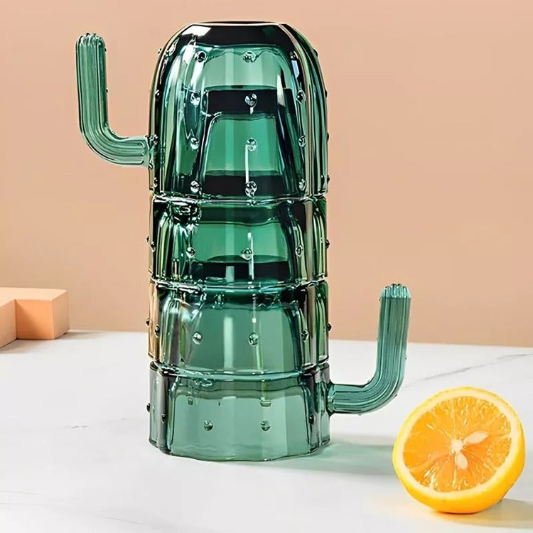 Set Cani si Pahare Stivuibile Cactus, 4 buc