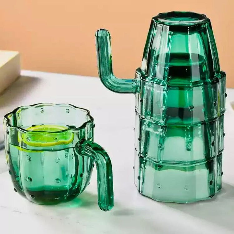 Set Cani si Pahare Stivuibile Cactus, 4 buc
