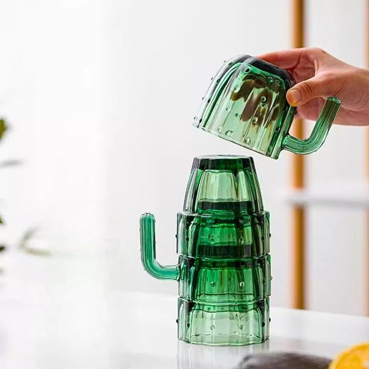 Set Cani si Pahare Stivuibile Cactus, 4 buc