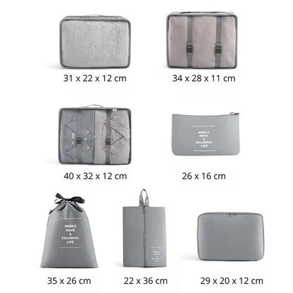 Set Huse Organizare Bagaj, Gri, 7 bucati