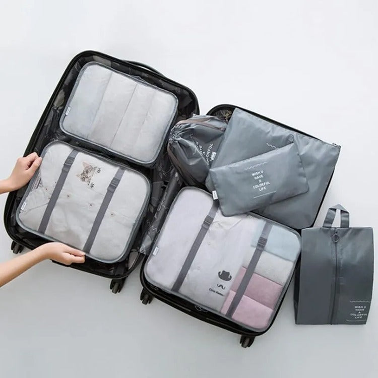 Set Huse Organizare Bagaj, Gri, 7 bucati