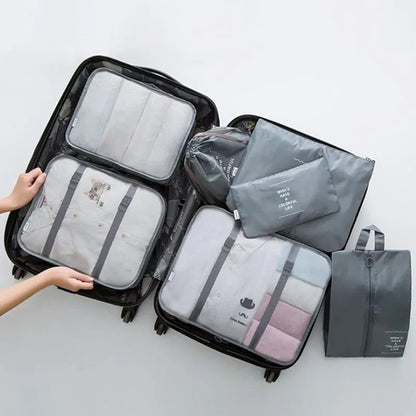 Set Huse Organizare Bagaj, Gri, 7 bucati