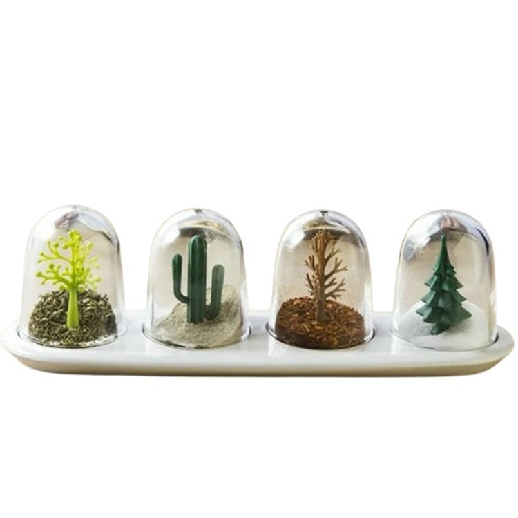 Set Recipiente Condimente Natural Landscape, 4 bucati