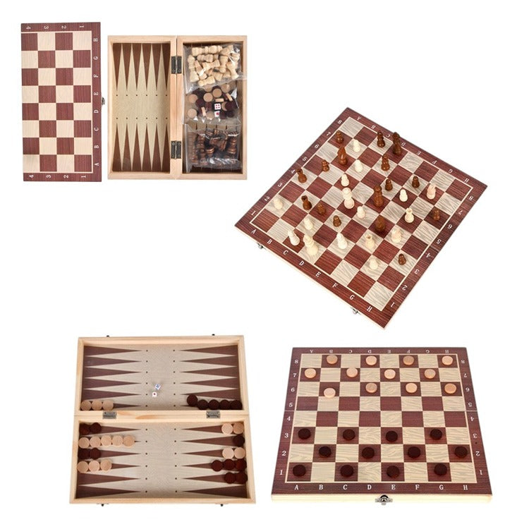 Tabla de Joc 3 in 1 Sah si Table, 39x19cm din Lemn