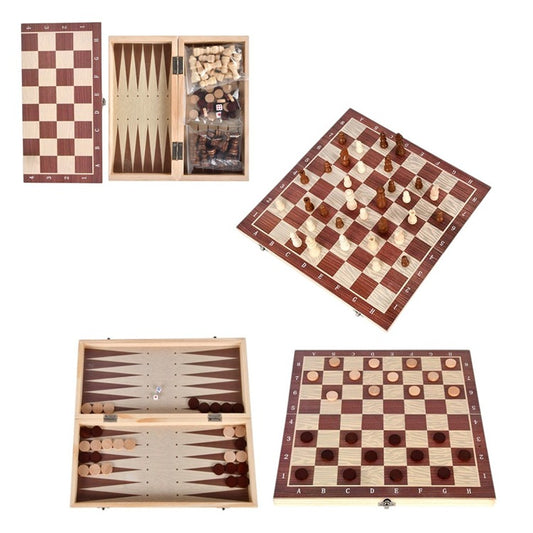 Tabla de Joc 3 in 1 Sah si Table, 39x19cm din Lemn